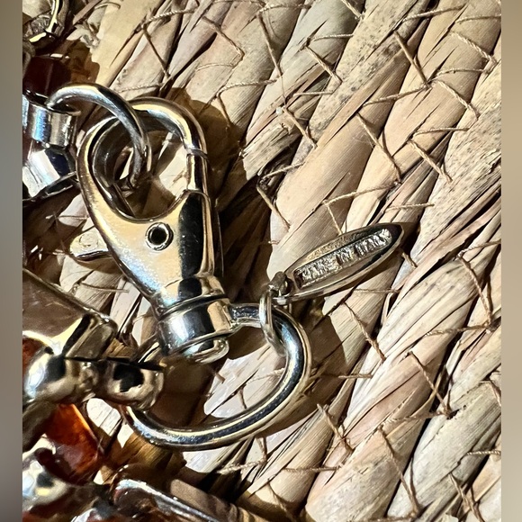 Silver metal links chain hip belt with brown spotted plastic links - Picture 3 of 6